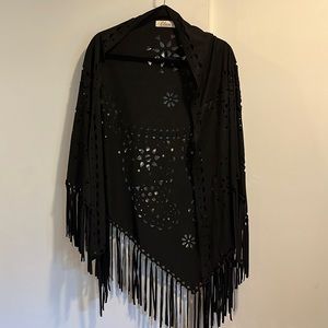 Elan faux leather strappy shawl